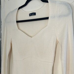 GAP Ribbed Sheer Wool Blend Knit Top